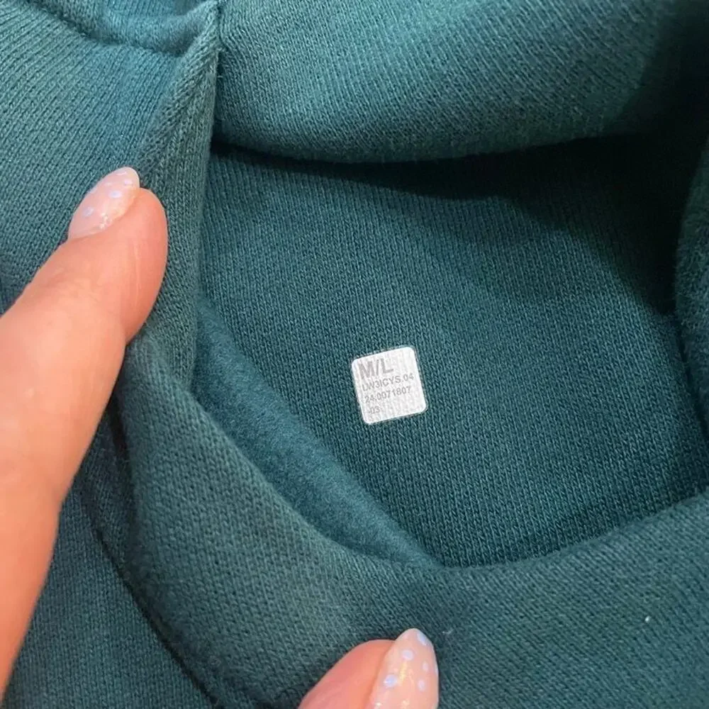 Lululemon Half Zip Pullover Sweatshirt Womens M/L Green Fleece Lined Mock Neck